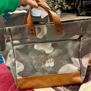 Camouflage Tote Bag with Brown Accents